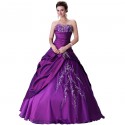  Royal  fashion and Elegant Beading Purple Party Gown Long Wedding Dress Bridal Dress or Ball Gown CL2515